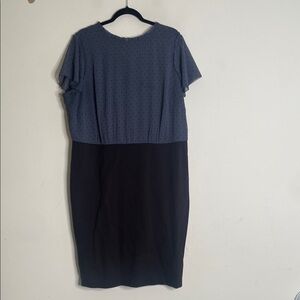 LOFT Two-Tone Navy and Black Midi Dress
